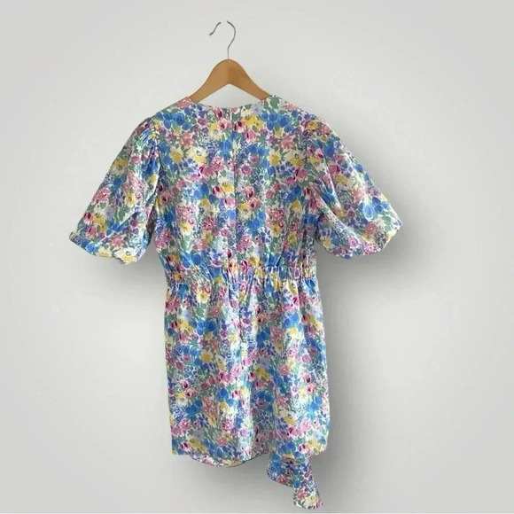 En Saison Ruched Floral Mini Day Summer Dress Puff Sleeves Small Rhode inspired - Picture 6 of 8